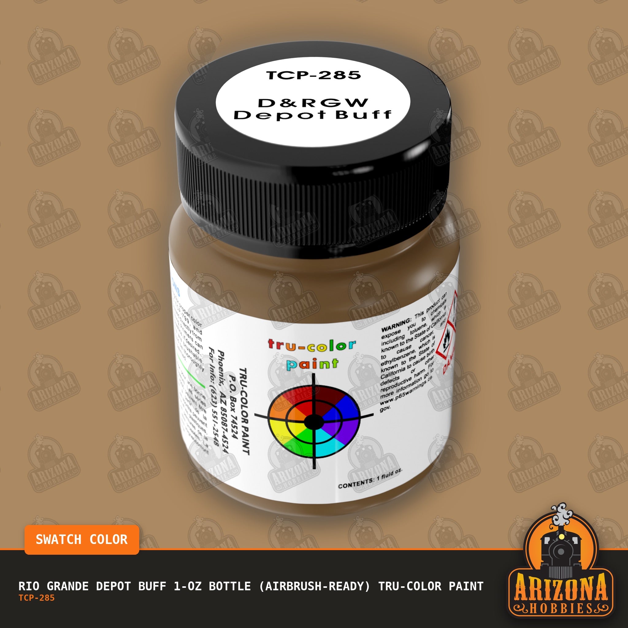 Rio Grande DEPOT BUFF 1-oz bottle (Air-brush) Tru-Color Paint-with color swatch-Arizona Hobbies