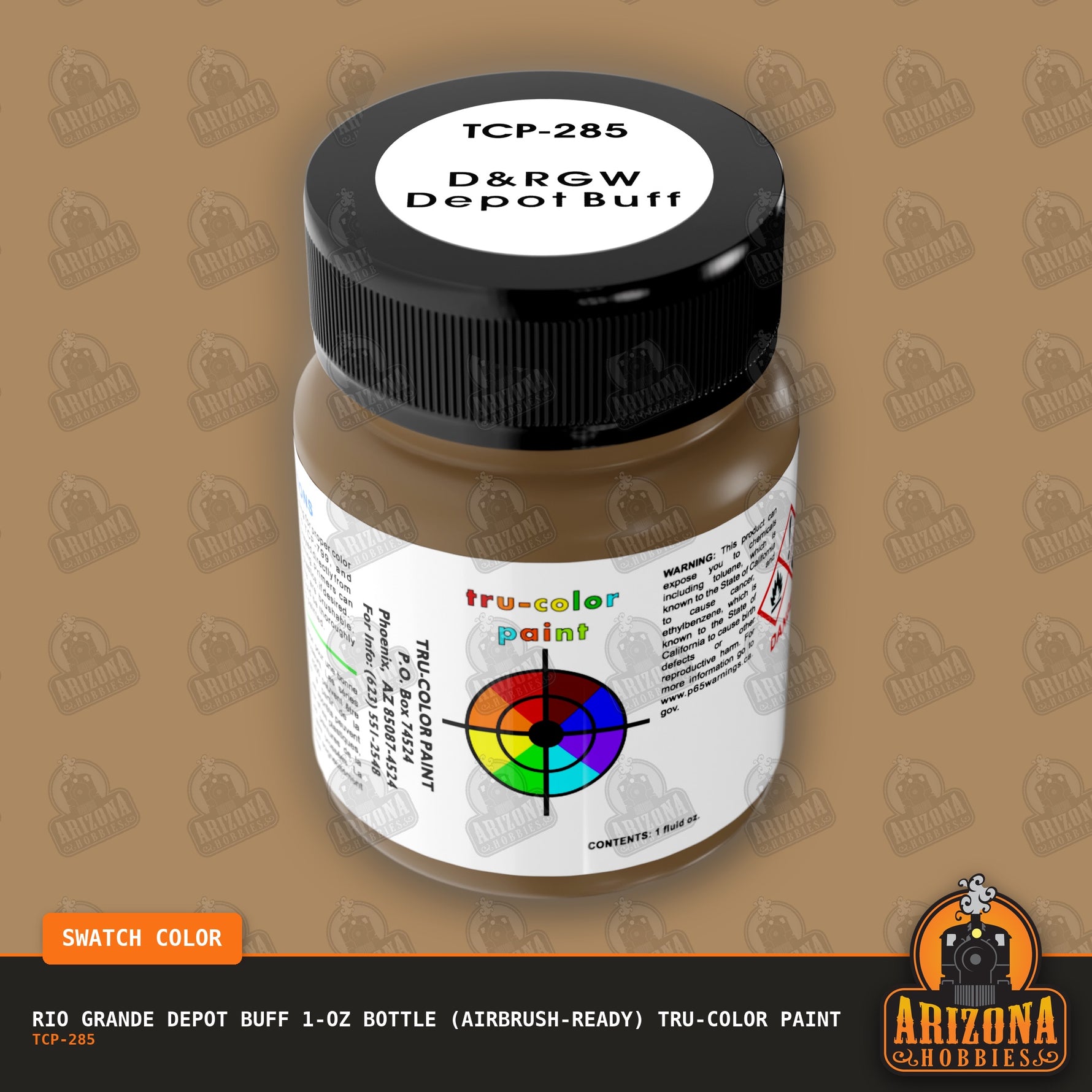 Rio Grande DEPOT BUFF 1-oz bottle (Air-brush) Tru-Color Paint-with color swatch-Arizona Hobbies