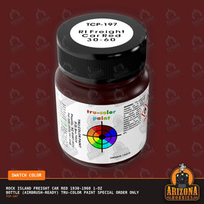 Rock Island FREIGHT CAR RED 1930-1960 1-oz bottle (Air-brush) Tru-Color Paint SPECIAL ORDER ONLY-with color swatch-Arizona Hobbies