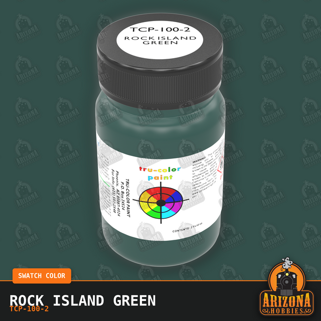 Rock Island GREEN 2-oz bottle (Air-brush) Tru-Color Paint SPECIAL ORDER ONLY-with color swatch-Arizona Hobbies