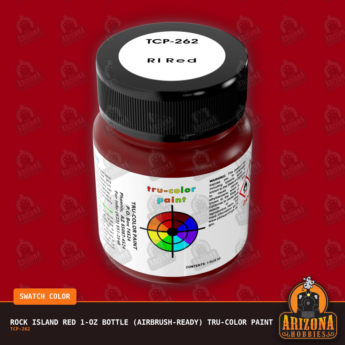 Rock Island RED 1-oz bottle (Air-brush) Tru-Color Paint-with color swatch-Arizona Hobbies