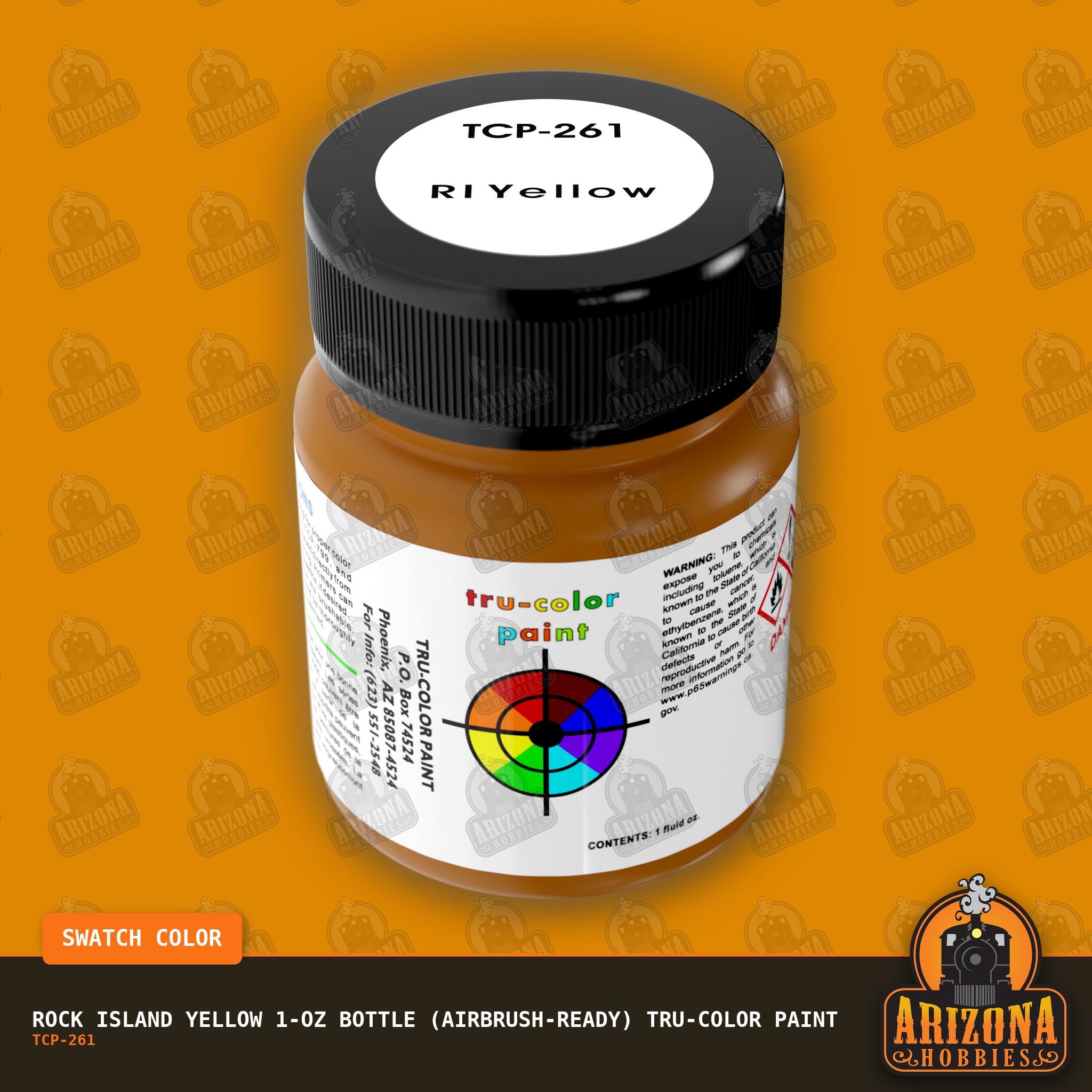 Rock Island YELLOW 1-oz bottle (Air-brush) Tru-Color Paint-with color swatch-Arizona Hobbies