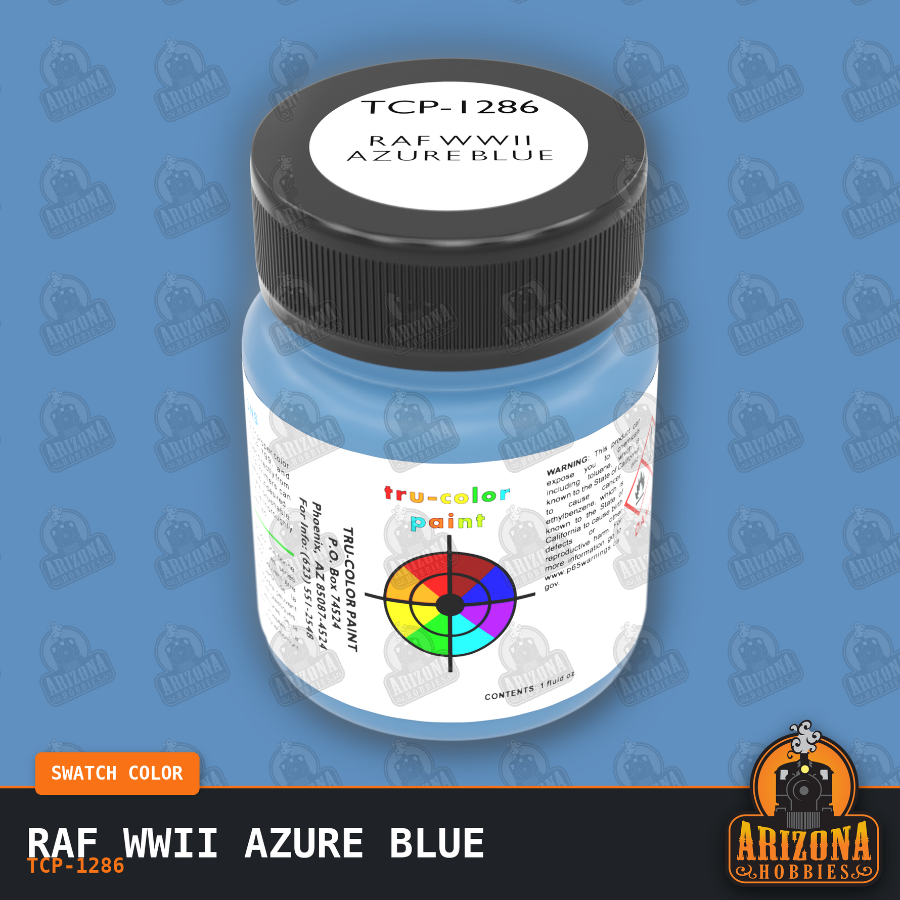 Royal Air Force WWII AZURE BLUE 1-oz bottle (Air-brush) Tru-Color Paint-with color swatch-Arizona Hobbies