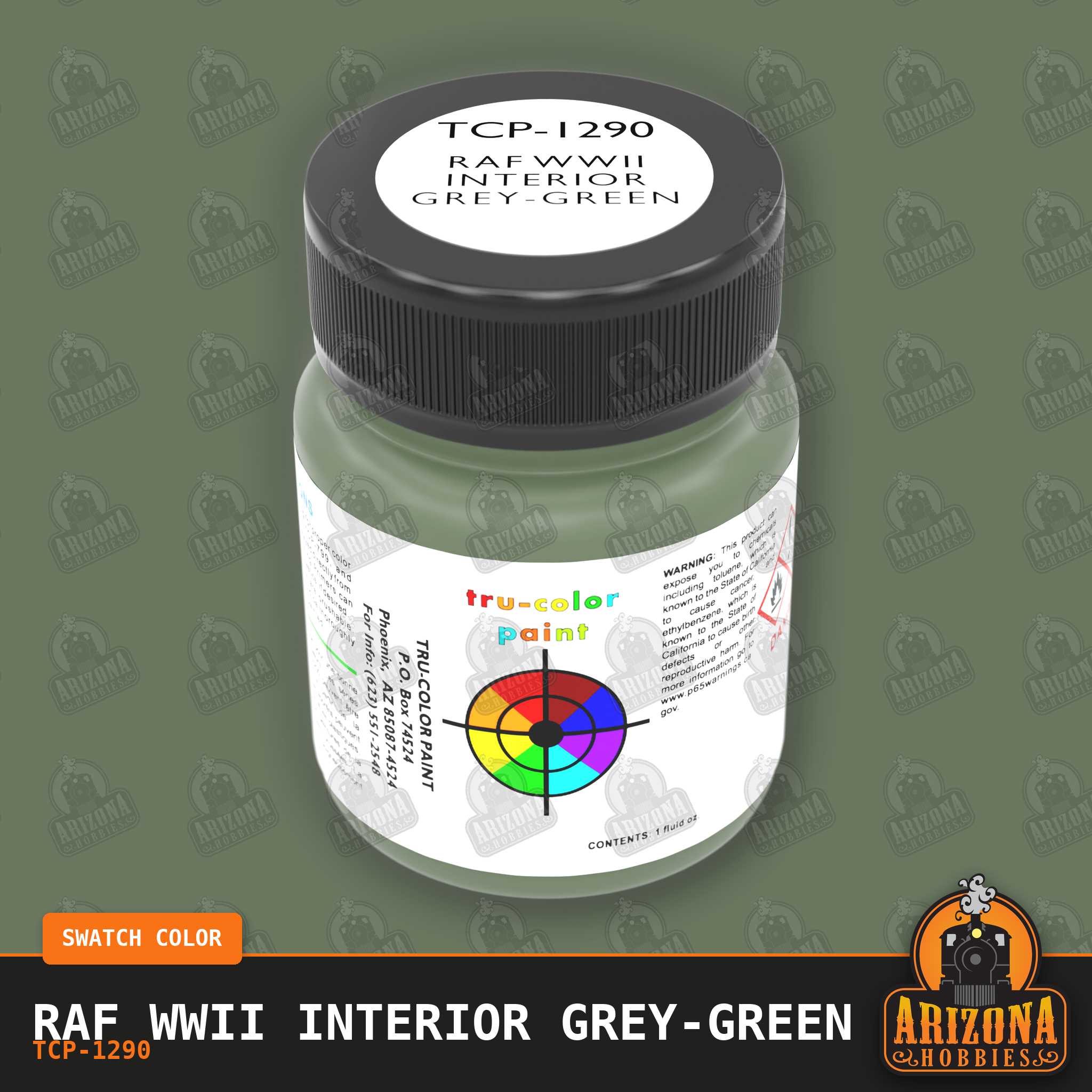 Royal Air Force WWII Interior GREY-GREEN 1-oz bottle (Air-brush) Tru-Color Paint-with color swatch-Arizona Hobbies