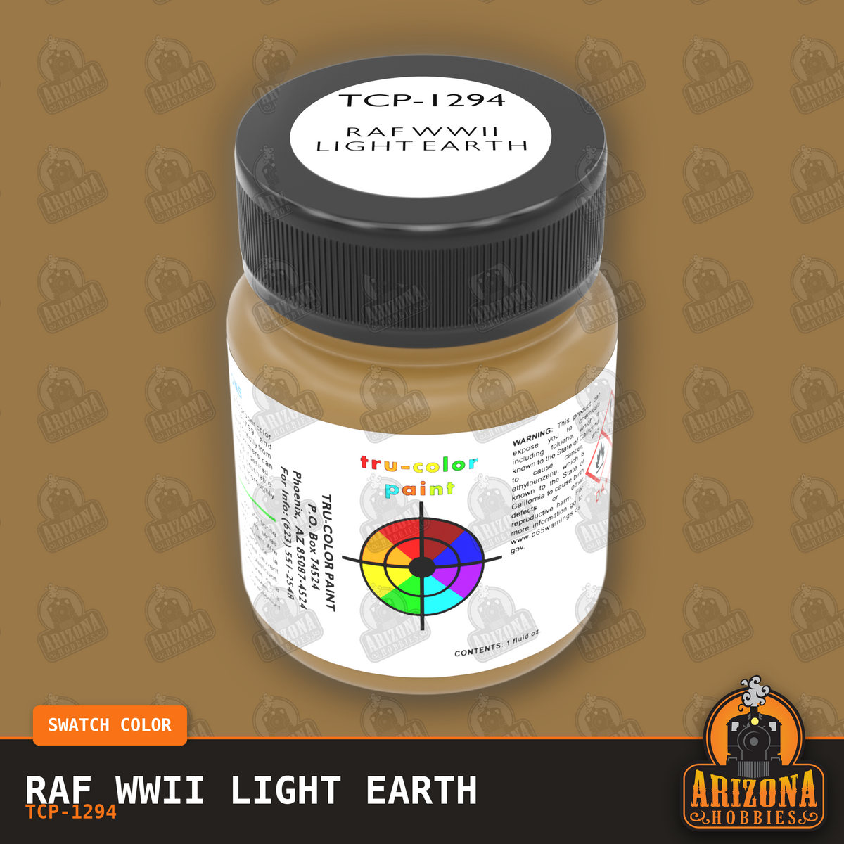 Royal Air Force WWII LIGHT EARTH 1-oz bottle (Air-brush) Tru-Color Paint-with color swatch-Arizona Hobbies