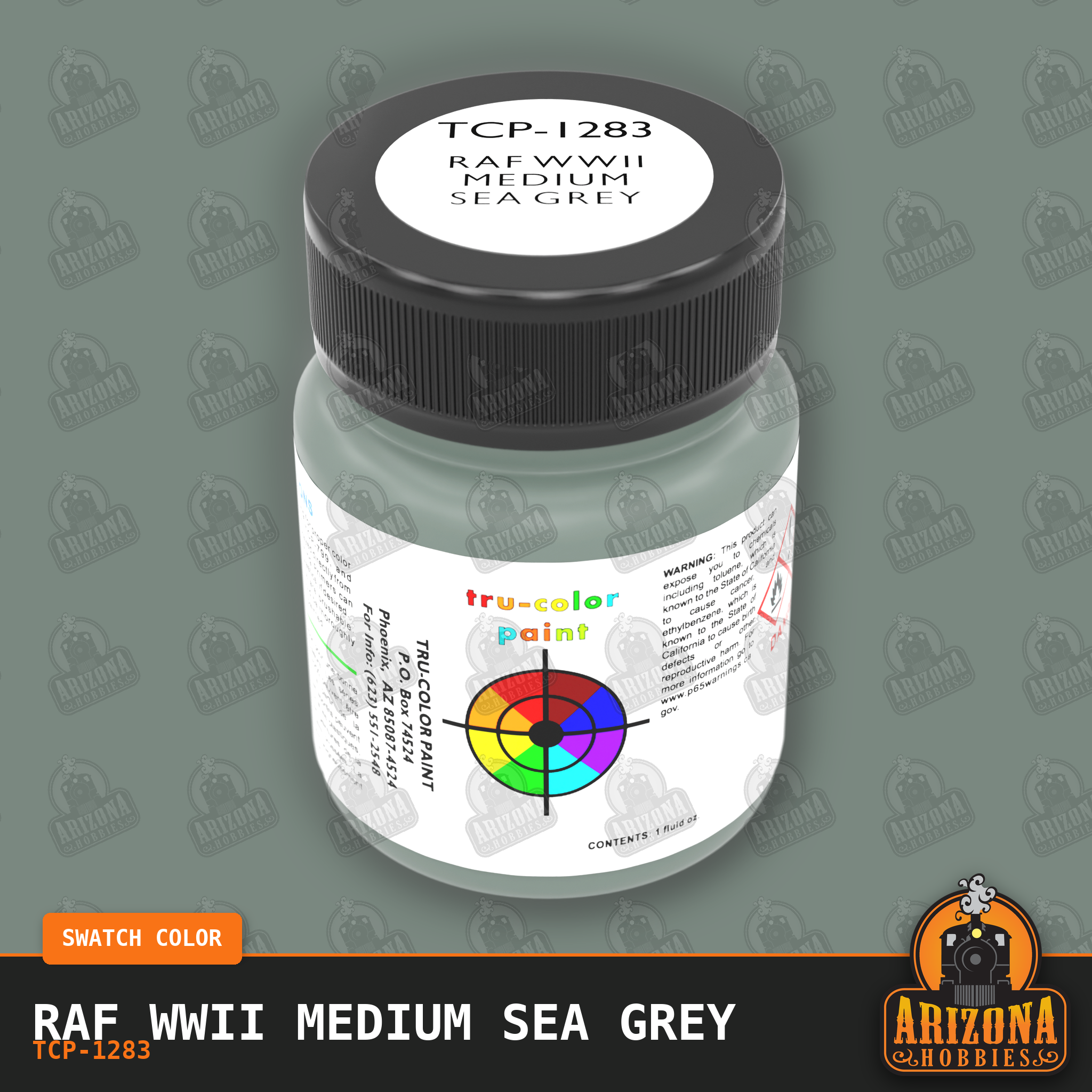 Royal Air Force WWII MEDIUM SEA GREY 1-oz bottle (Air-brush) Tru-Color Paint-with color swatch-Arizona Hobbies