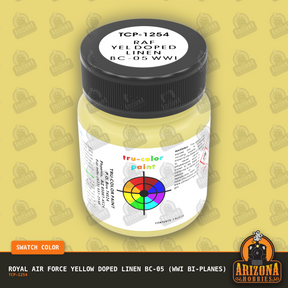 Royal Air Force YELLOW DOPED LINEN BC-05 (WWI Bi-Planes) 1-oz bottle (Air-brush) Tru-Color Paint-with color swatch-Arizona Hobbies