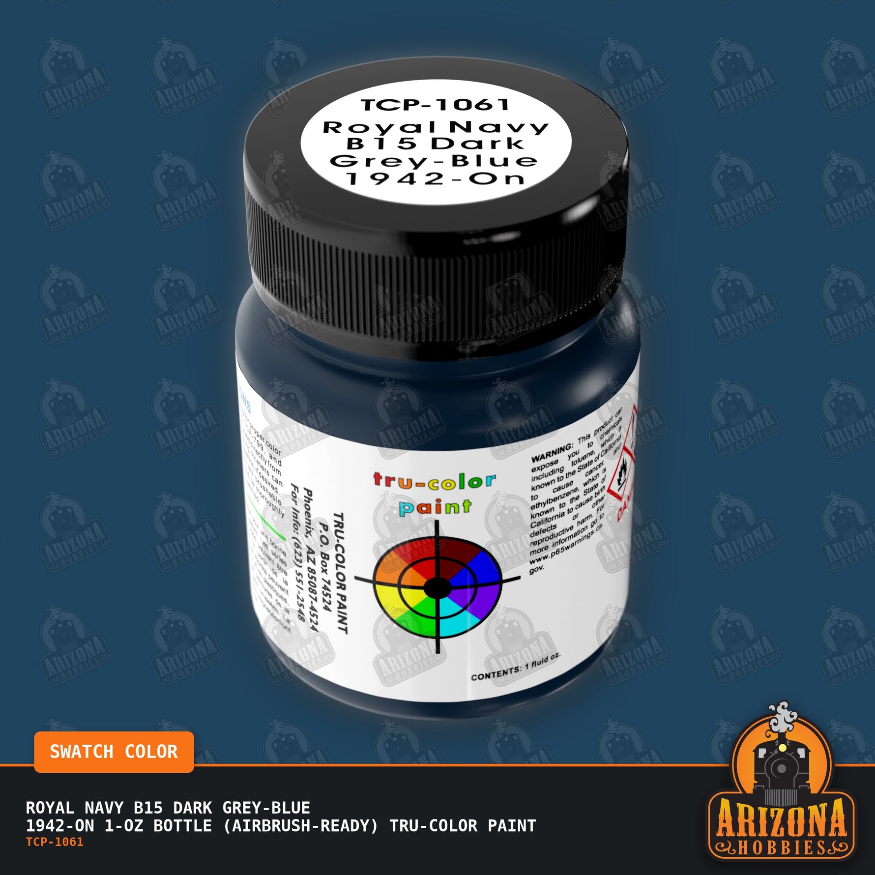 Royal Navy B15 DARK GREY-BLUE 1942-on 1-oz bottle (Air-brush) Tru-Color Paint-with color swatch-Arizona Hobbies