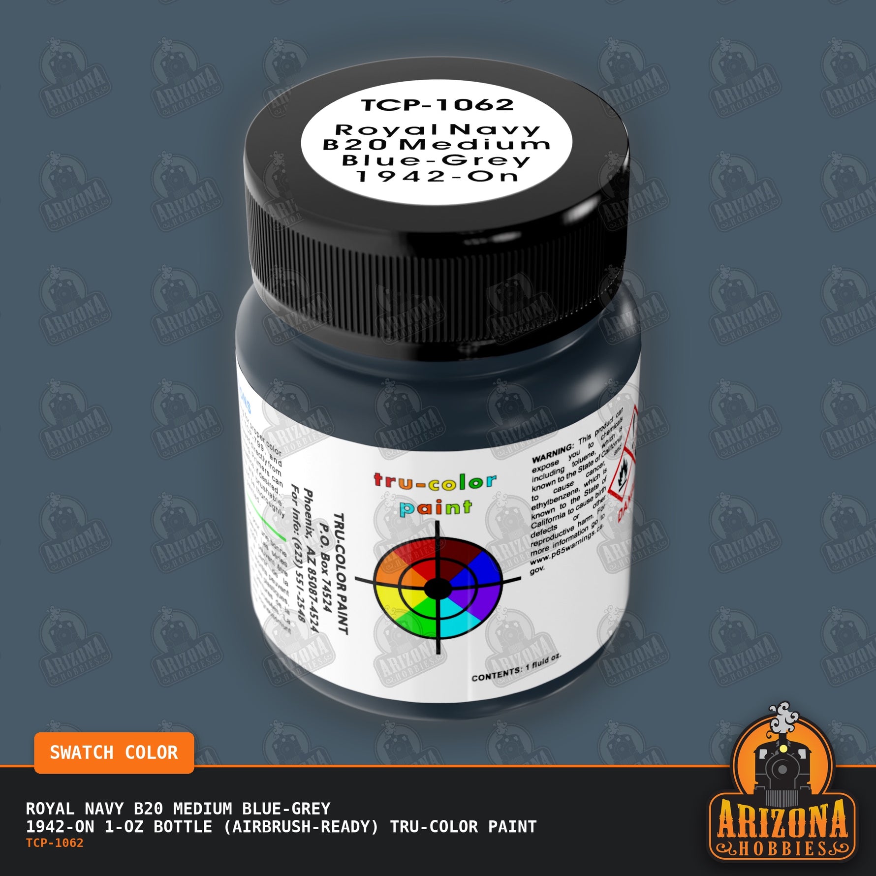 Royal Navy B20 MEDIUM BLUE-GREY 1942-on 1-oz bottle (Air-brush) Tru-Color Paint-with color swatch-Arizona Hobbies