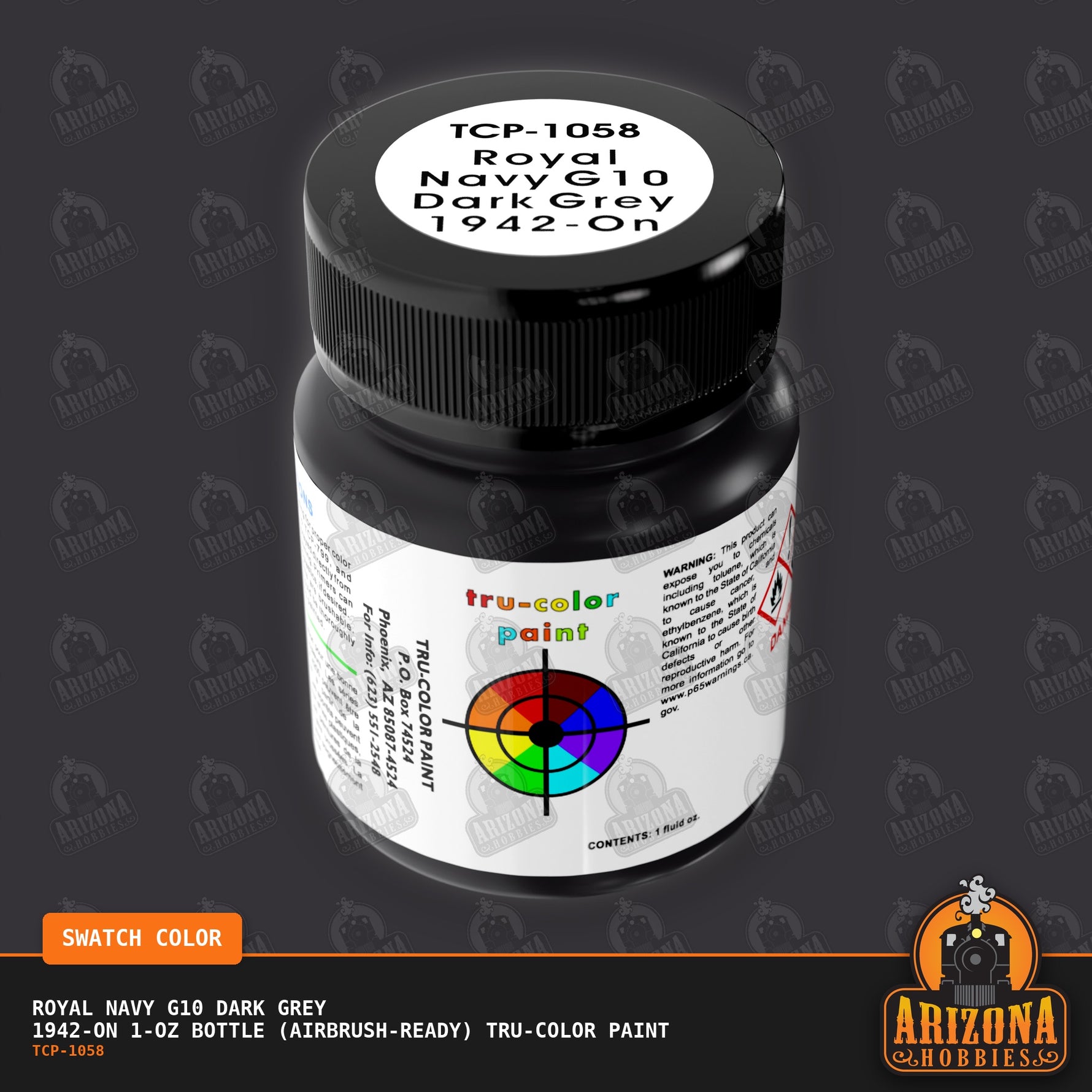 Royal Navy G10 DARK GREY 1942-on 1-oz bottle (Air-brush) Tru-Color Paint-with color swatch-Arizona Hobbies