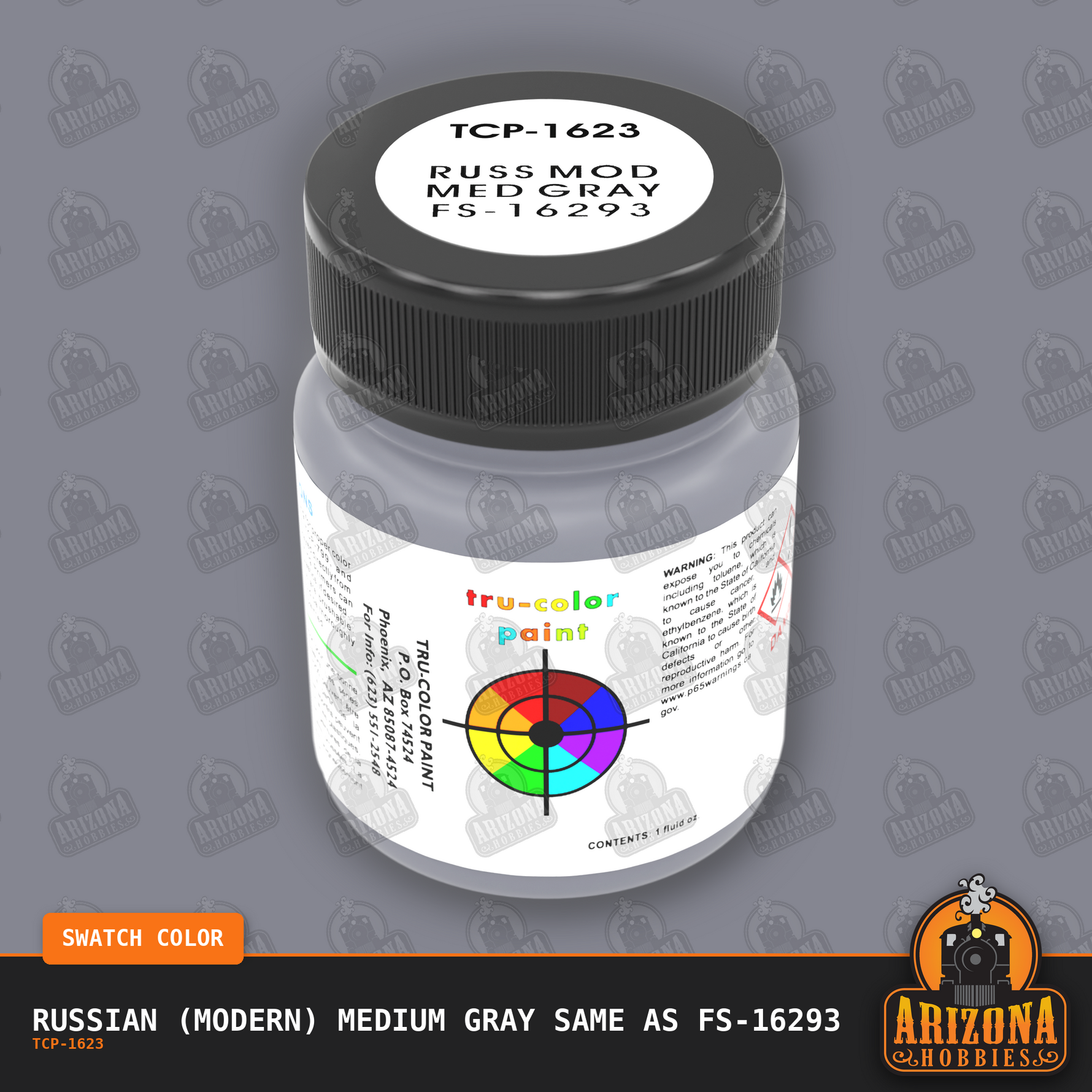 Russian (Modern) MEDIUM GRAY same as FS-16293 1-oz bottle (Air-brush) Tru-Color Paint-with color swatch-Arizona Hobbies
