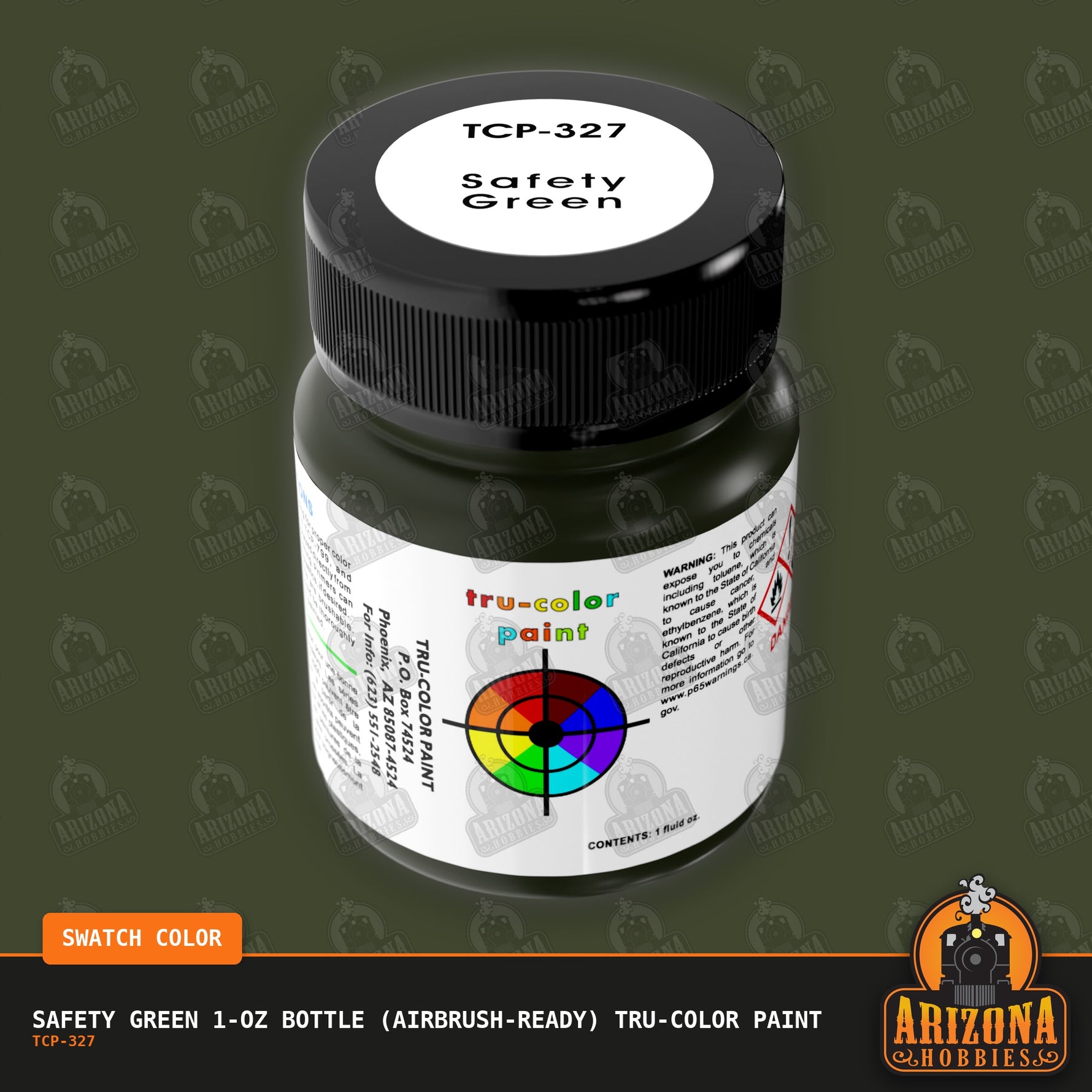 SAFETY GREEN 1-oz bottle (Air-brush) Tru-Color Paint-with color swatch-Arizona Hobbies