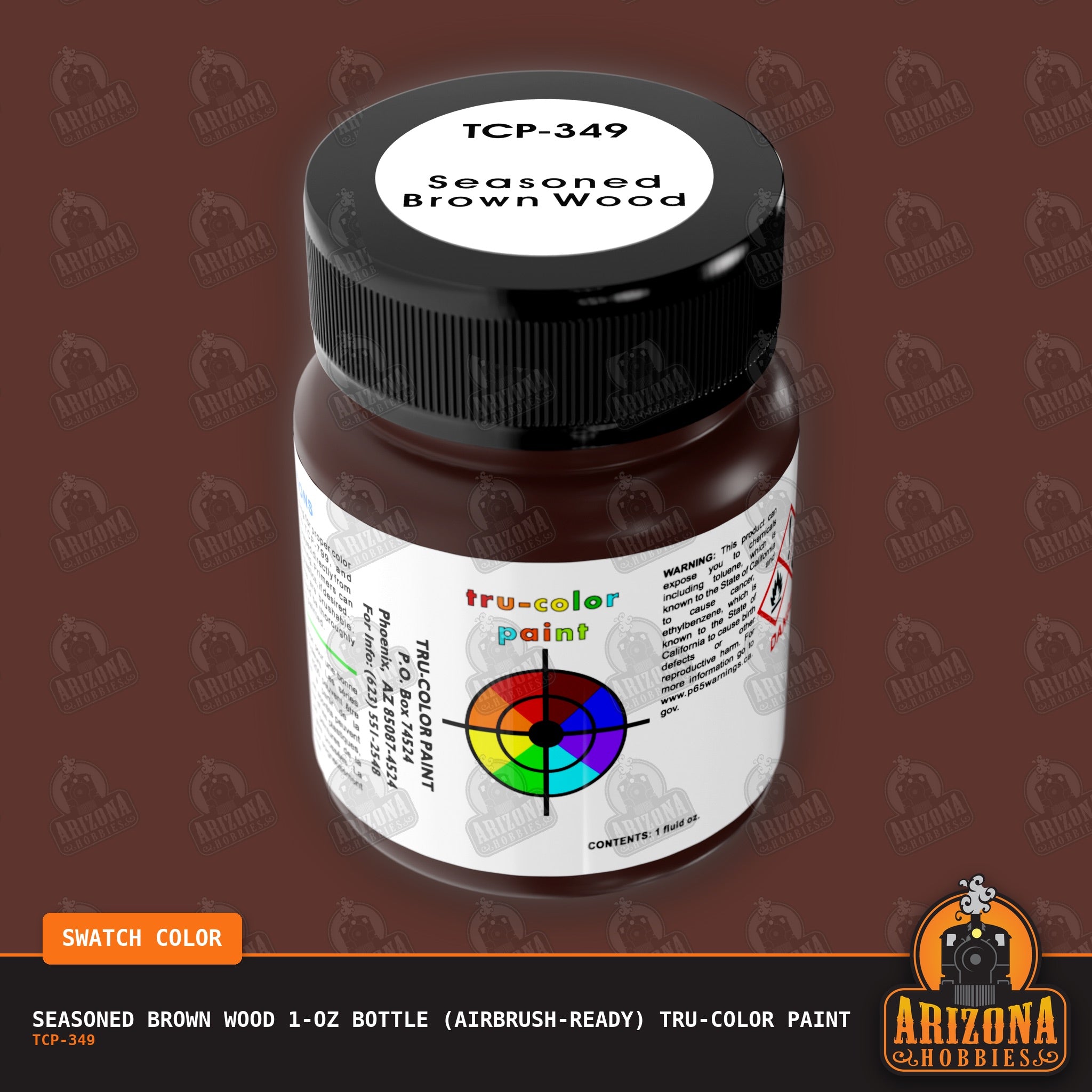 SEASONED BROWN WOOD 1-oz bottle (Air-brush) Tru-Color Paint-with color swatch-Arizona Hobbies