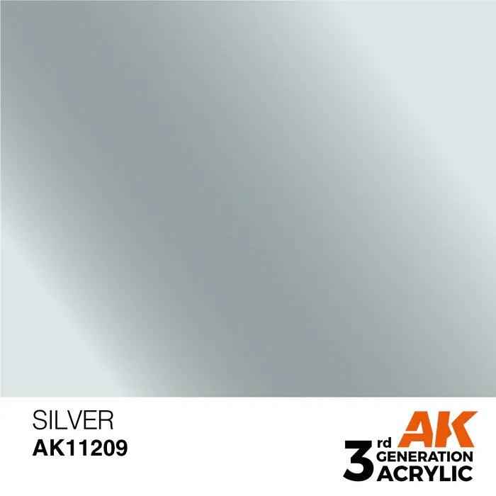 SILVER AK Interactive 3G Acrylic (.57 oz.) bottle-Arizona Hobbies