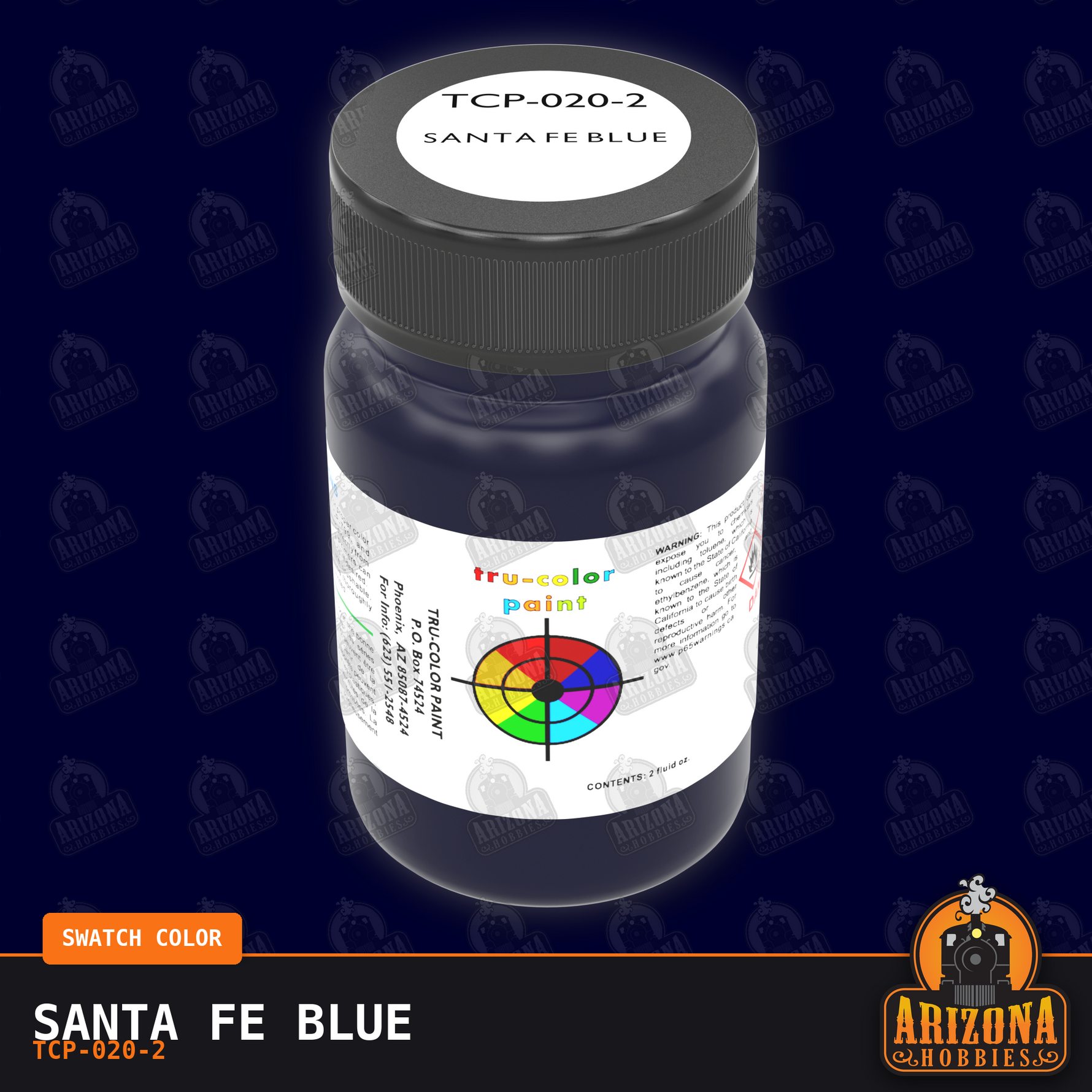 Santa Fe BLUE 2-oz bottle (Air-brush) Tru-Color Paint SPECIAL ORDER ONLY-with color swatch-Arizona Hobbies