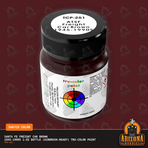 Santa Fe FREIGHT CAR BROWN 1945-1990s 1-oz bottle (Air-brush) Tru-Color Paint-with color swatch-Arizona Hobbies