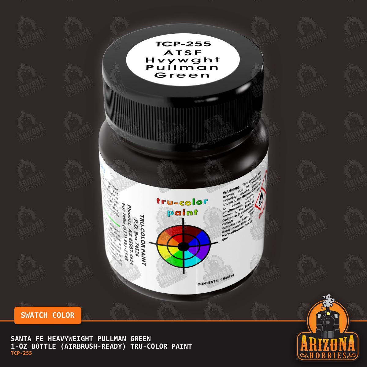 Santa Fe Heavyweight PULLMAN GREEN 1-oz bottle (Air-brush) Tru-Color Paint-with color swatch-Arizona Hobbies