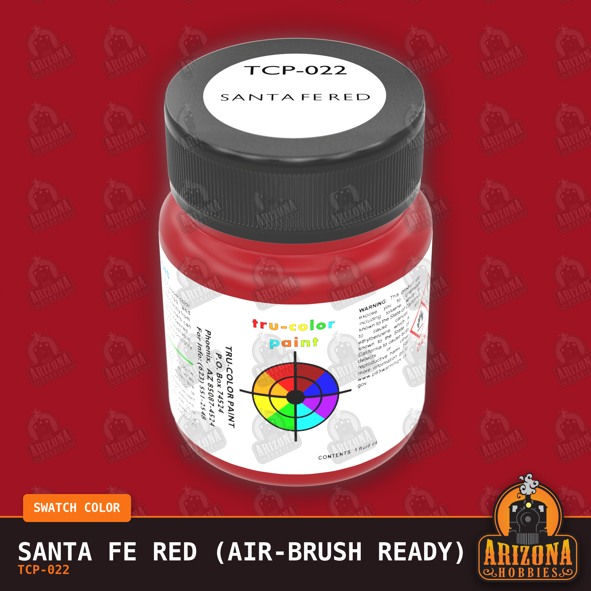 Santa Fe RED 1-oz bottle (Air-brush) Tru-Color Paint-with color swatch-Arizona Hobbies