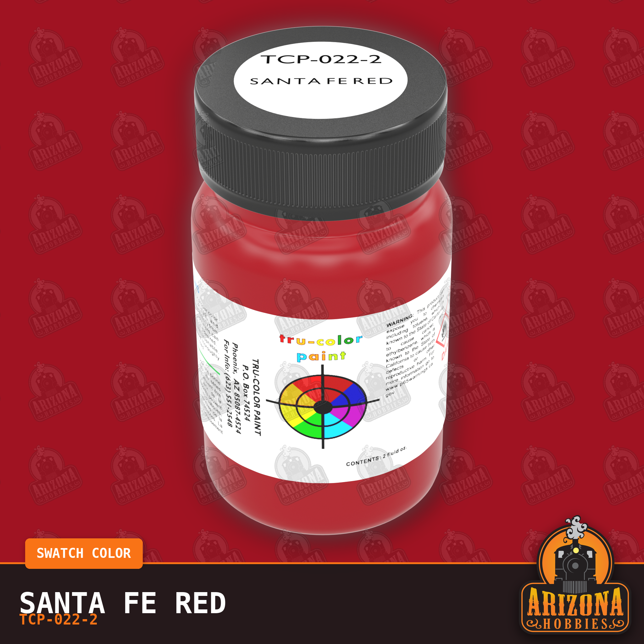 Santa Fe RED 2-oz bottle (Air-brush) Tru-Color Paint SPECIAL ORDER ONLY-with color swatch-Arizona Hobbies