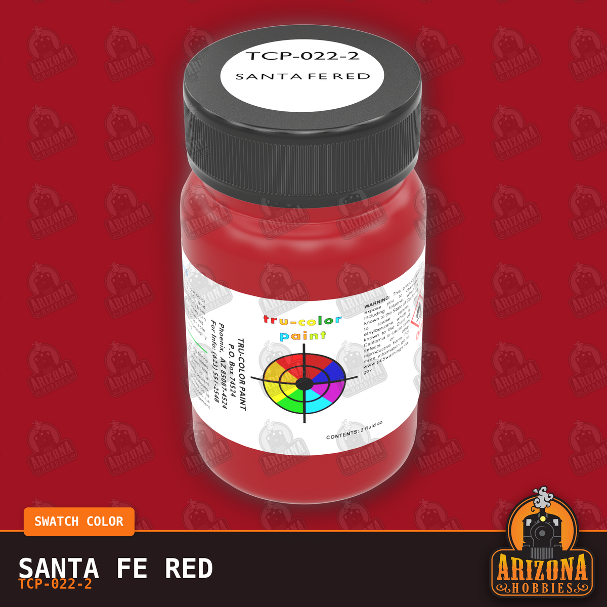 Santa Fe RED 2-oz bottle (Air-brush) Tru-Color Paint SPECIAL ORDER ONLY-with color swatch-Arizona Hobbies