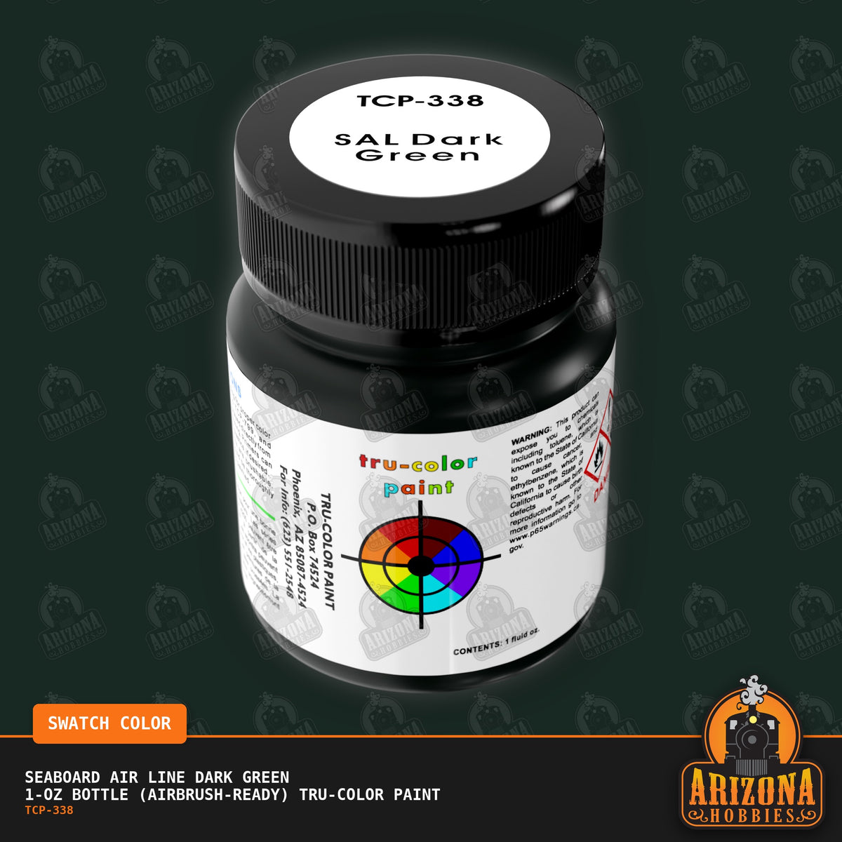 Seaboard Air Line DARK GREEN 1-oz bottle (Air-brush) Tru-Color Paint-with color swatch-Arizona Hobbies