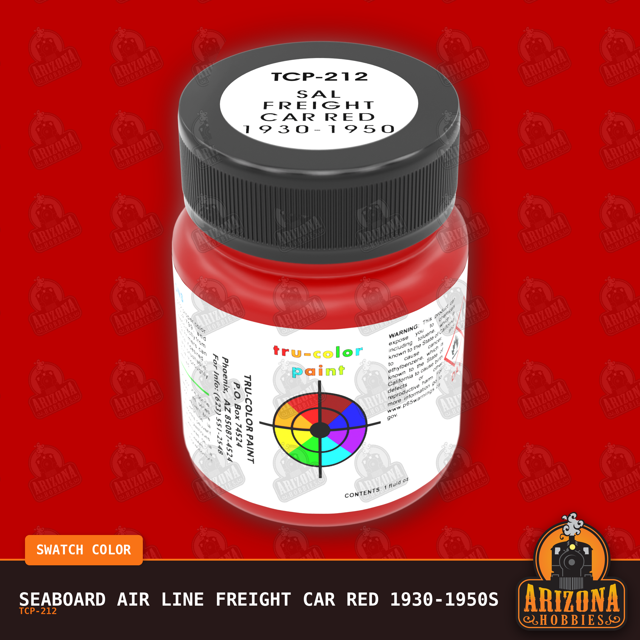 Seaboard Air Line FREIGHT CAR RED 1930-1950s 1-oz bottle (Air-brush) Tru-Color Paint SPECIAL ORDER ONLY-with color swatch-Arizona Hobbies