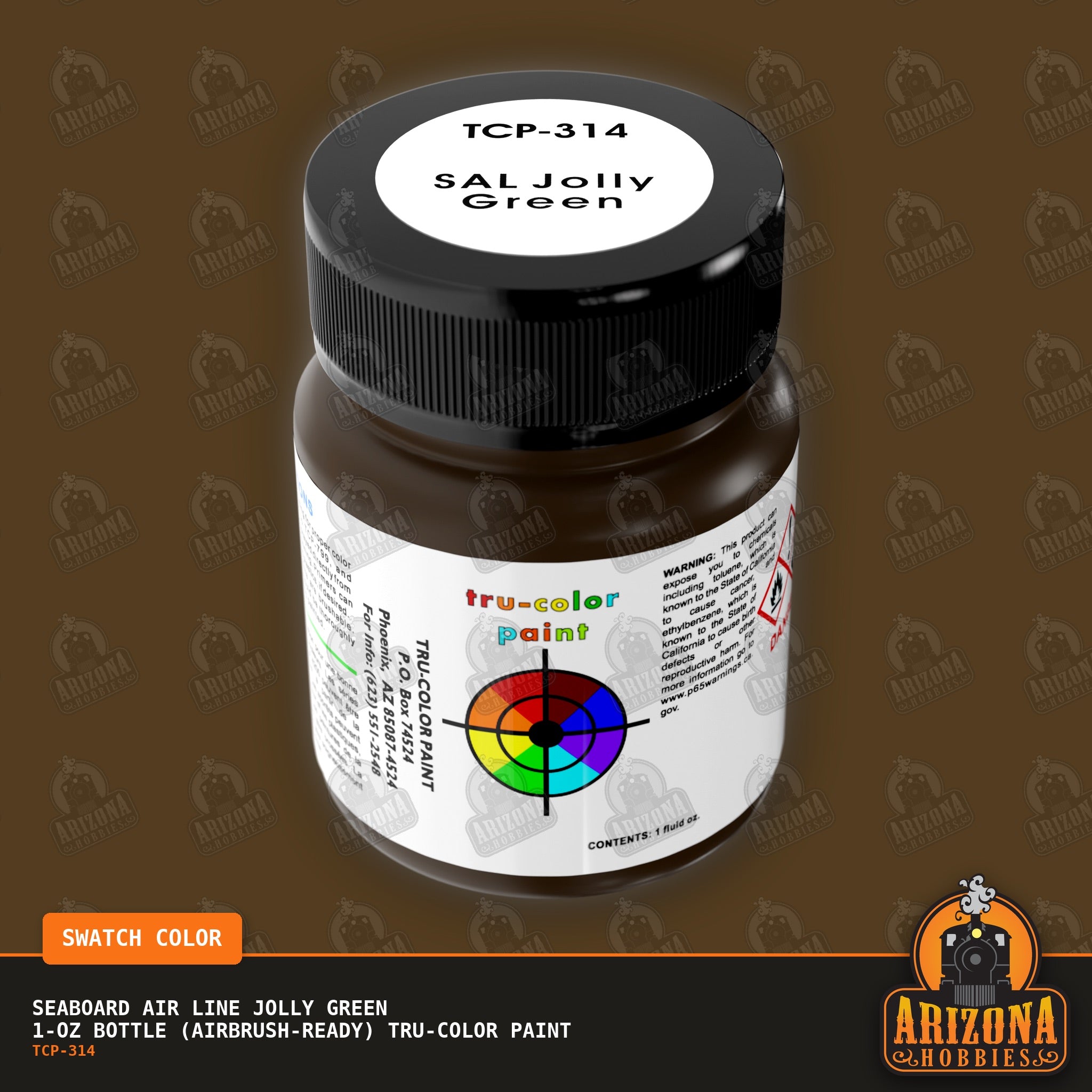 Seaboard Air Line JOLLY GREEN 1-oz bottle (Air-brush) Tru-Color Paint-with color swatch-Arizona Hobbies