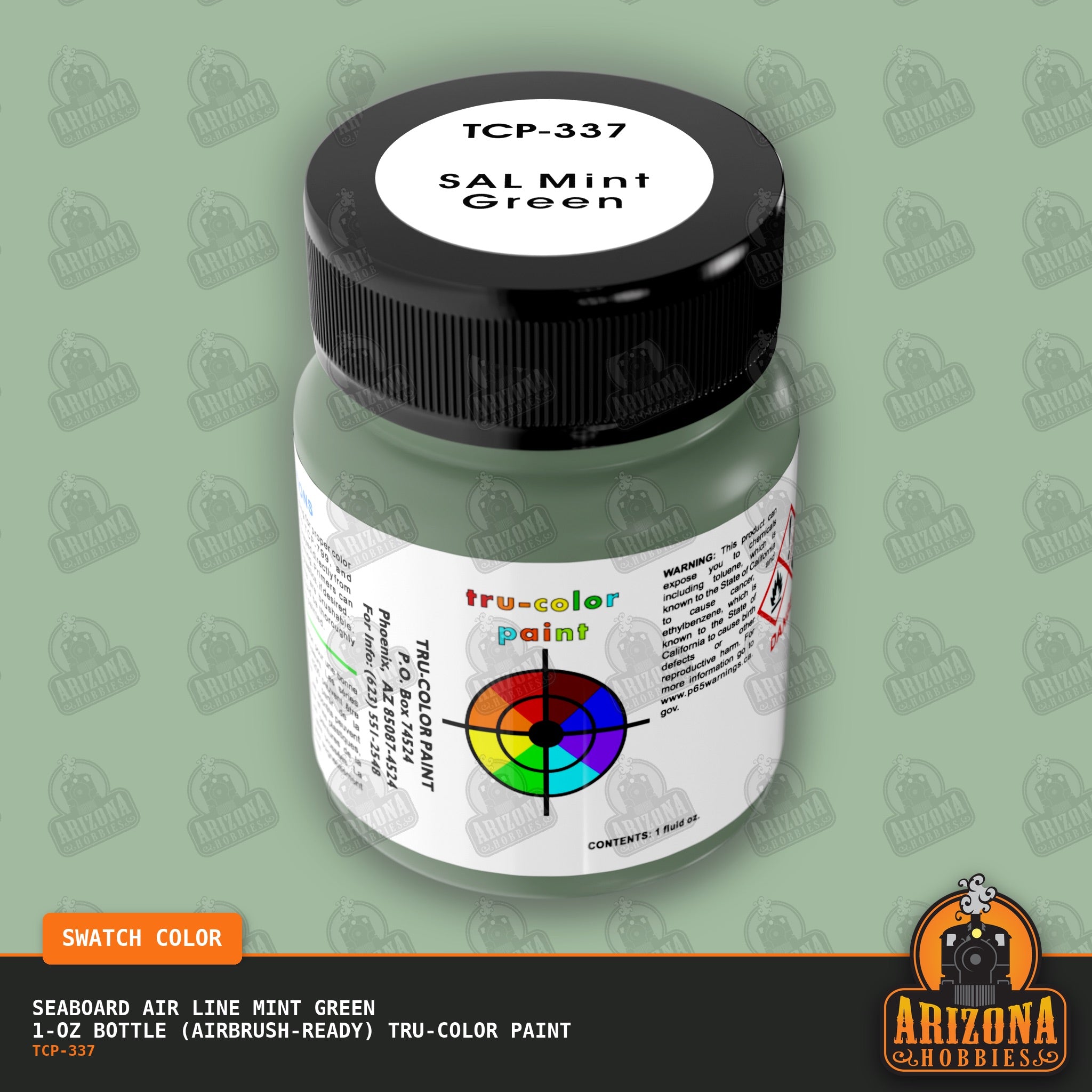 Seaboard Air Line MINT GREEN 1-oz bottle (Air-brush) Tru-Color Paint-with color swatch-Arizona Hobbies