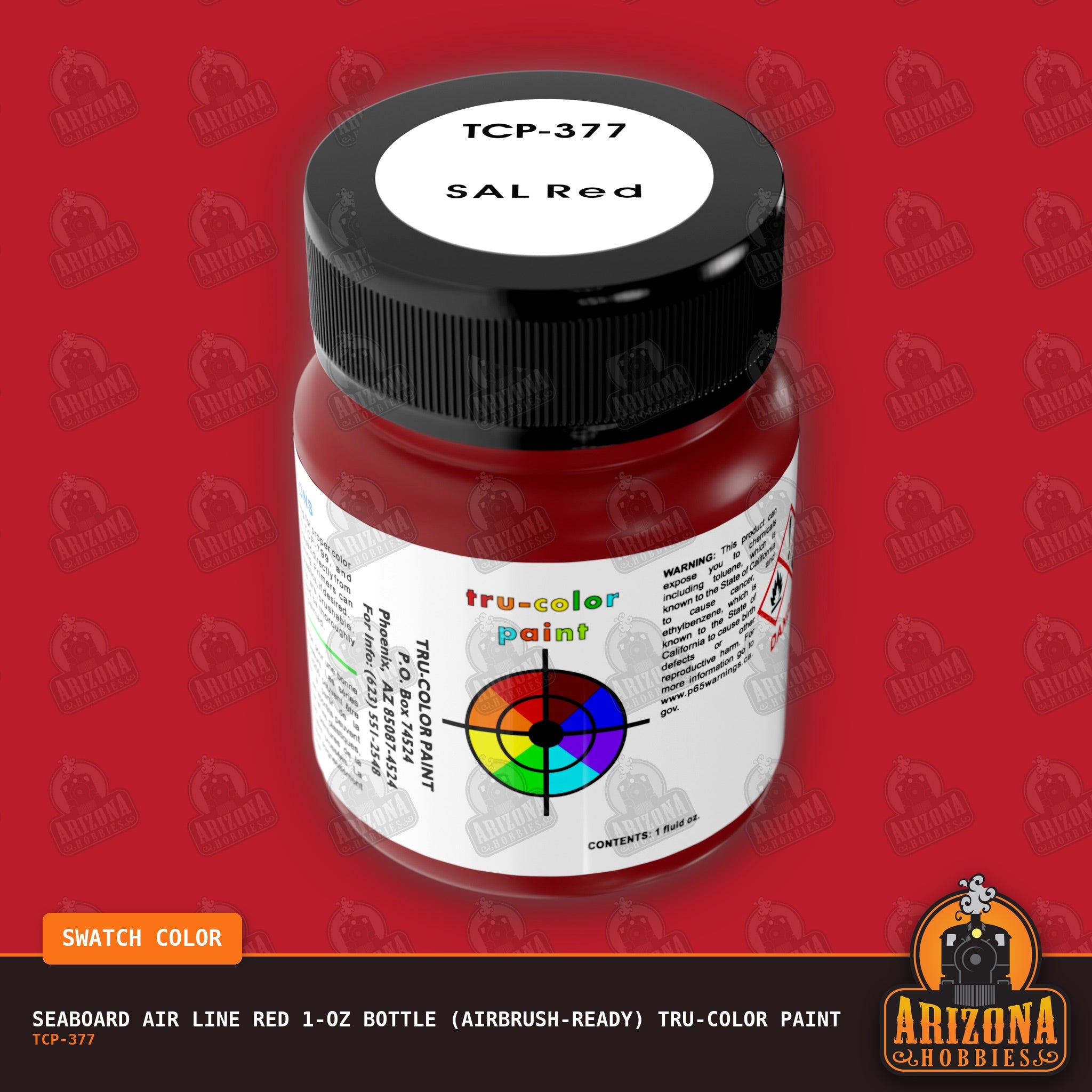 Seaboard Air Line RED 1-oz bottle (Air-brush) Tru-Color Paint-with color swatch-Arizona Hobbies