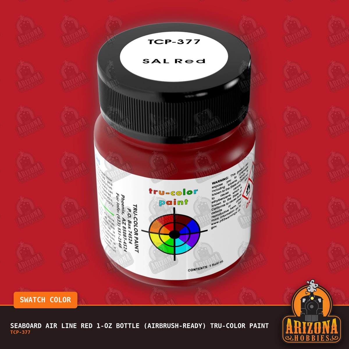 Seaboard Air Line RED 1-oz bottle (Air-brush) Tru-Color Paint-with color swatch-Arizona Hobbies