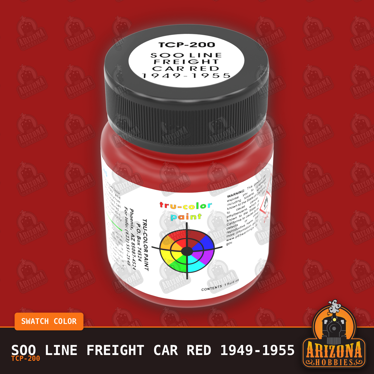Soo Line FREIGHT CAR RED 1949-1955 1-oz bottle (Air-brush) Tru-Color Paint SPECIAL ORDER ONLY-with color swatch-Arizona Hobbies