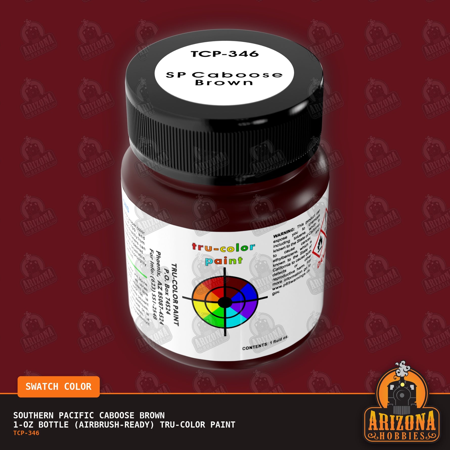 Southern Pacific CABOOSE BROWN 1-oz bottle (Air-brush) Tru-Color Paint-with color swatch-Arizona Hobbies