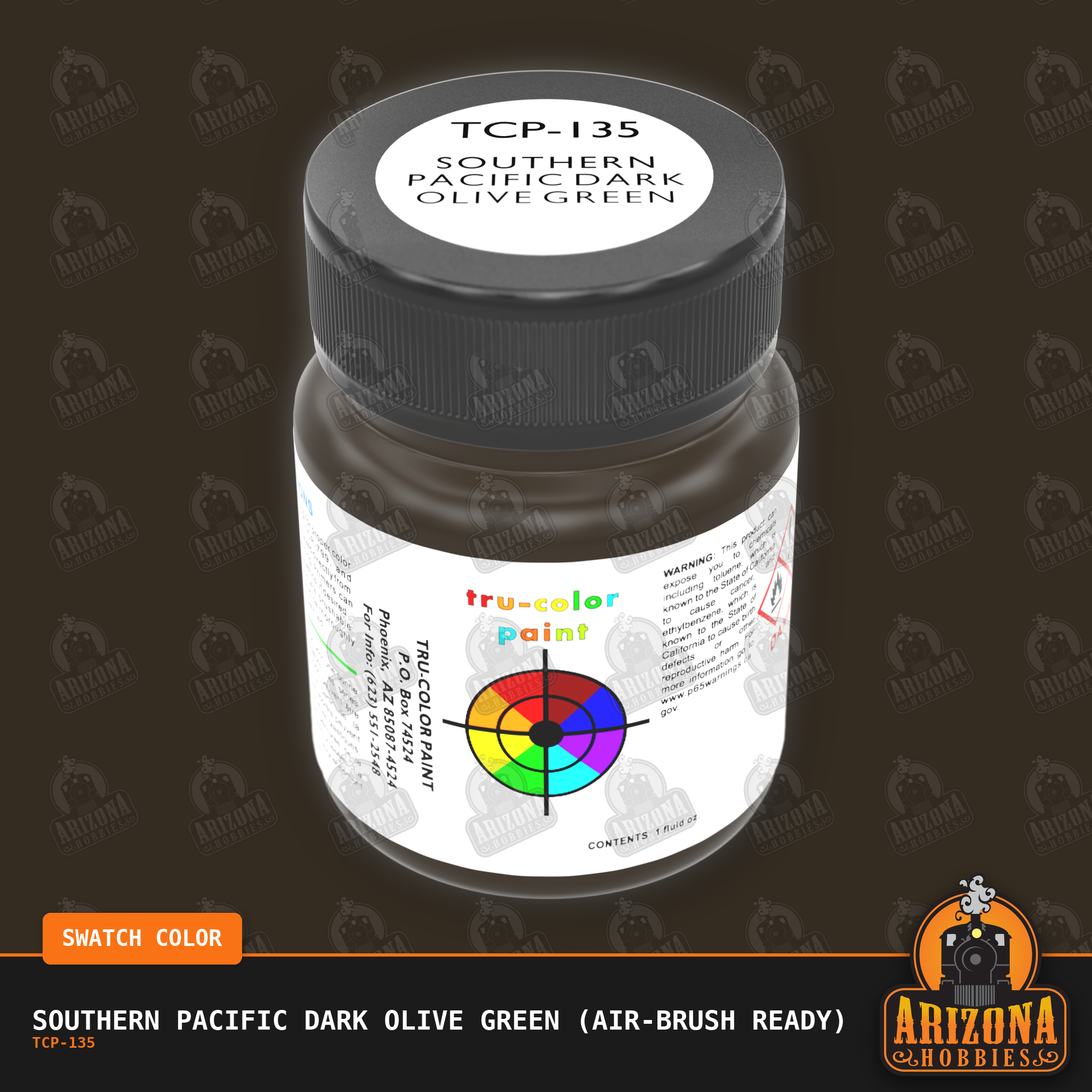 Southern Pacific DARK OLIVE GREEN 1-oz bottle (Air-brush) Tru-Color Paint-with color swatch-Arizona Hobbies