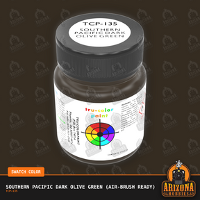 Southern Pacific DARK OLIVE GREEN 1-oz bottle (Air-brush) Tru-Color Paint-with color swatch-Arizona Hobbies