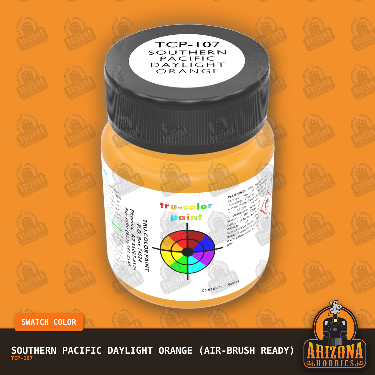 Southern Pacific DAYLIGHT ORANGE 1-oz bottle (Air-brush) Tru-Color Paint-with color swatch-Arizona Hobbies