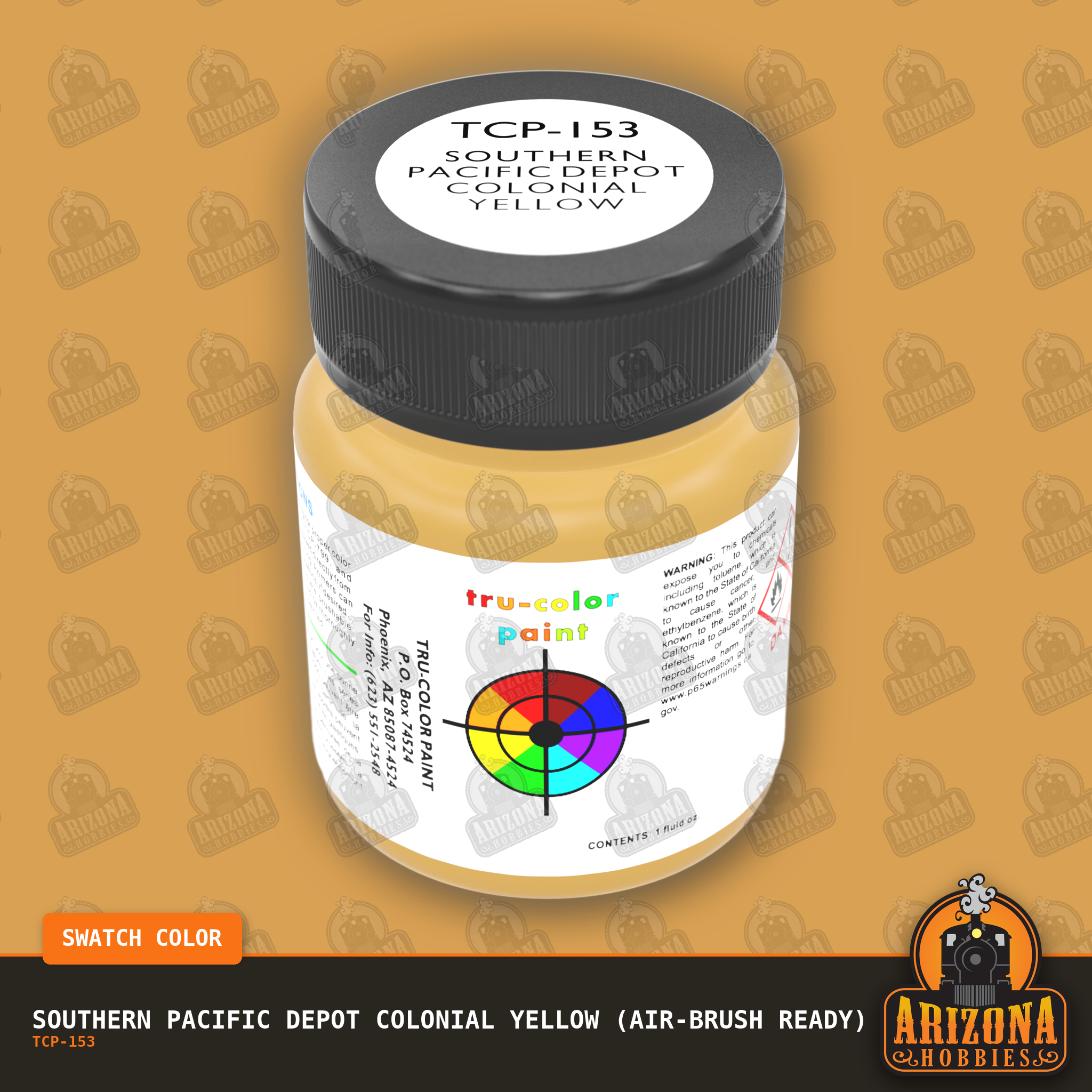 Southern Pacific DEPOT COLONIAL YELLOW 1-oz bottle (Air-brush) Tru-Color Paint-with color swatch-Arizona Hobbies