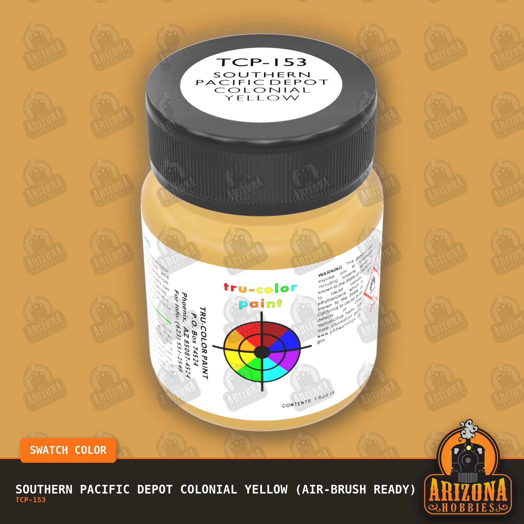 Southern Pacific DEPOT COLONIAL YELLOW 1-oz bottle (Air-brush) Tru-Color Paint-with color swatch-Arizona Hobbies