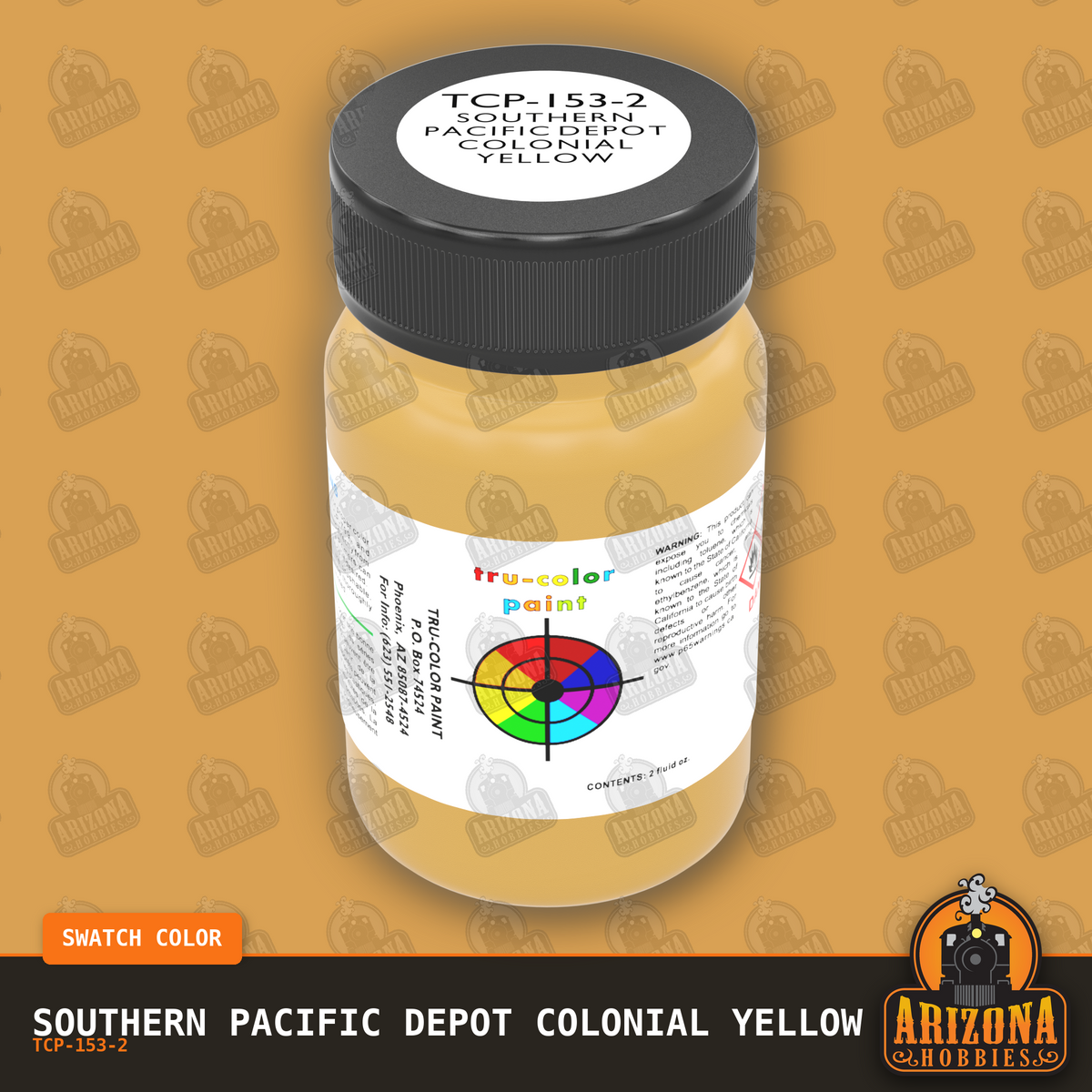 Southern Pacific DEPOT COLONIAL YELLOW 2-oz bottle (Air-brush) Tru-Color Paint SPECIAL ORDER ONLY-with color swatch-Arizona Hobbies