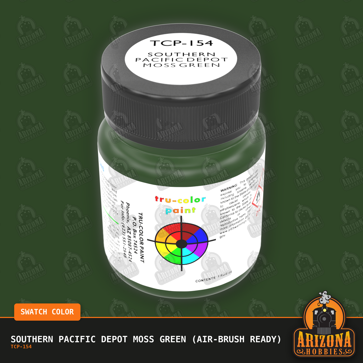 Southern Pacific DEPOT MOSS GREEN 1-oz bottle (Air-brush) Tru-Color Paint-with color swatch-Arizona Hobbies