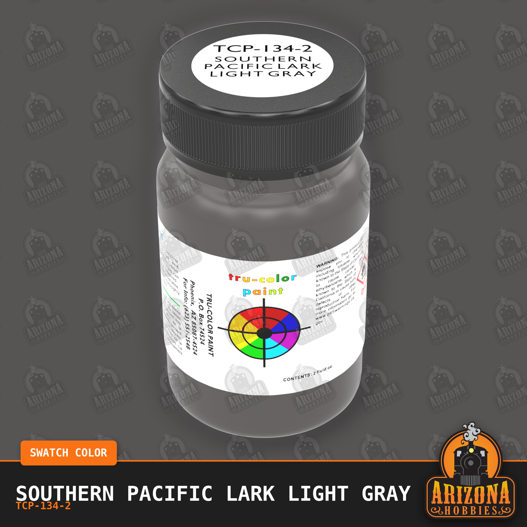 Southern Pacific LARK LIGHT GRAY 2-oz bottle (Air-brush) Tru-Color Paint SPECIAL ORDER ONLY-with color swatch-Arizona Hobbies