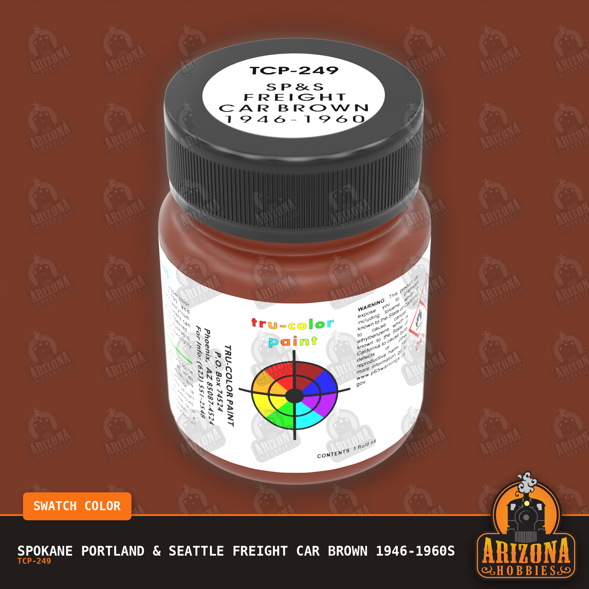Spokane Portland & Seattle FREIGHT CAR BROWN 1946-1960s 1-oz bottle (Air-brush) Tru-Color Paint SPECIAL ORDER ONLY-with color swatch-Arizona Hobbies