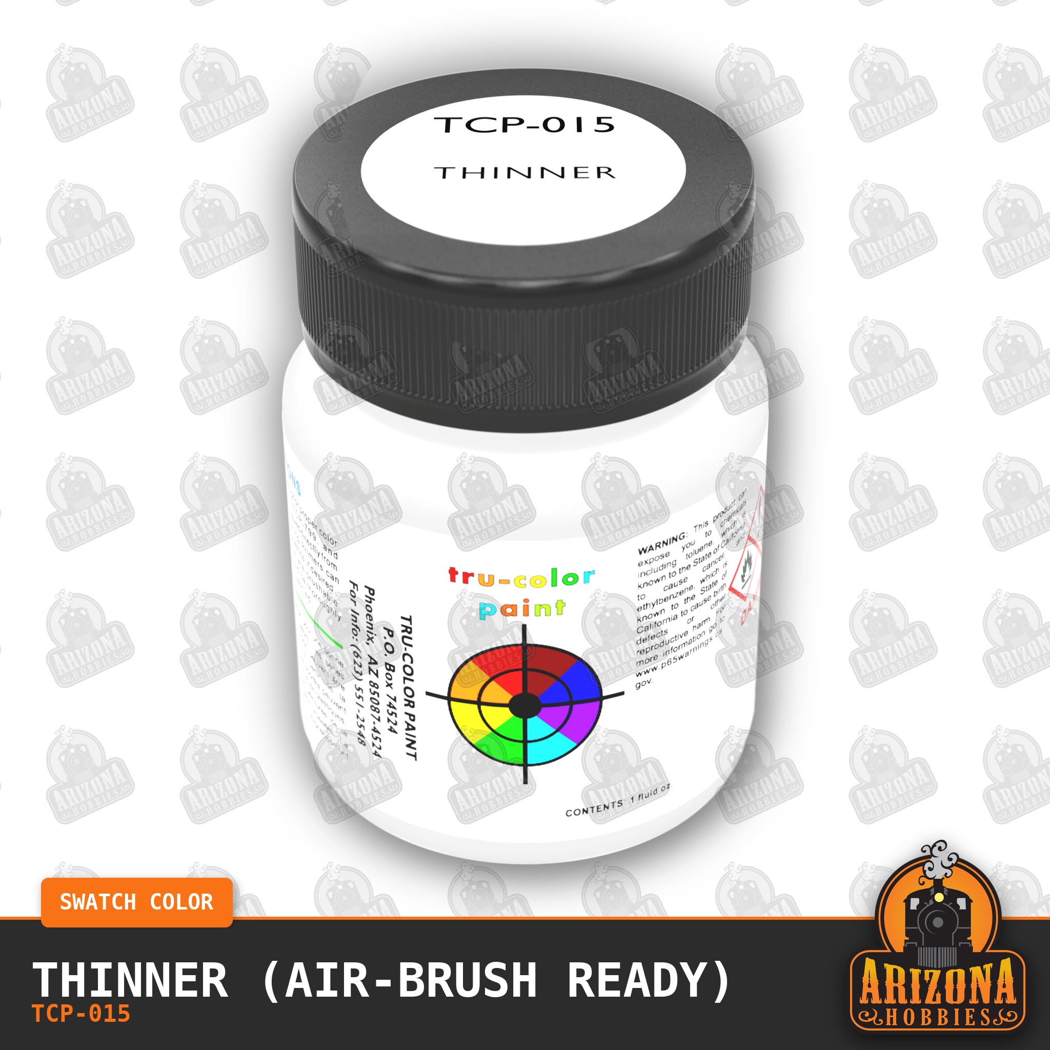 THINNER 1-oz bottle Tru-Color Paint-with color swatch-Arizona Hobbies