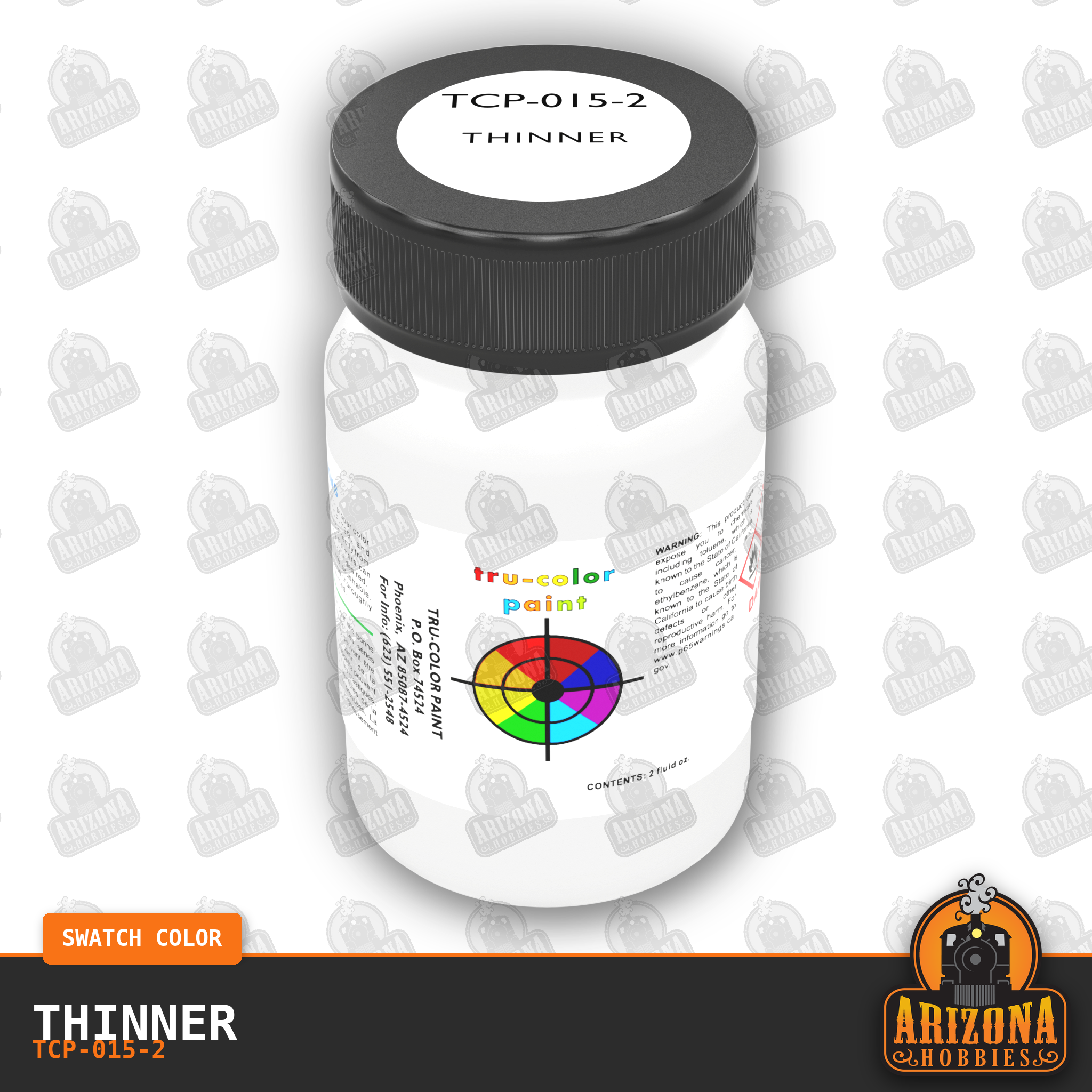 THINNER 2-oz bottle Tru-Color Paint-with color swatch-Arizona Hobbies
