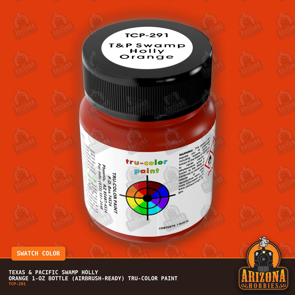 Texas & Pacific SWAMP HOLLY ORANGE 1-oz bottle (Air-brush) Tru-Color Paint-with color swatch-Arizona Hobbies