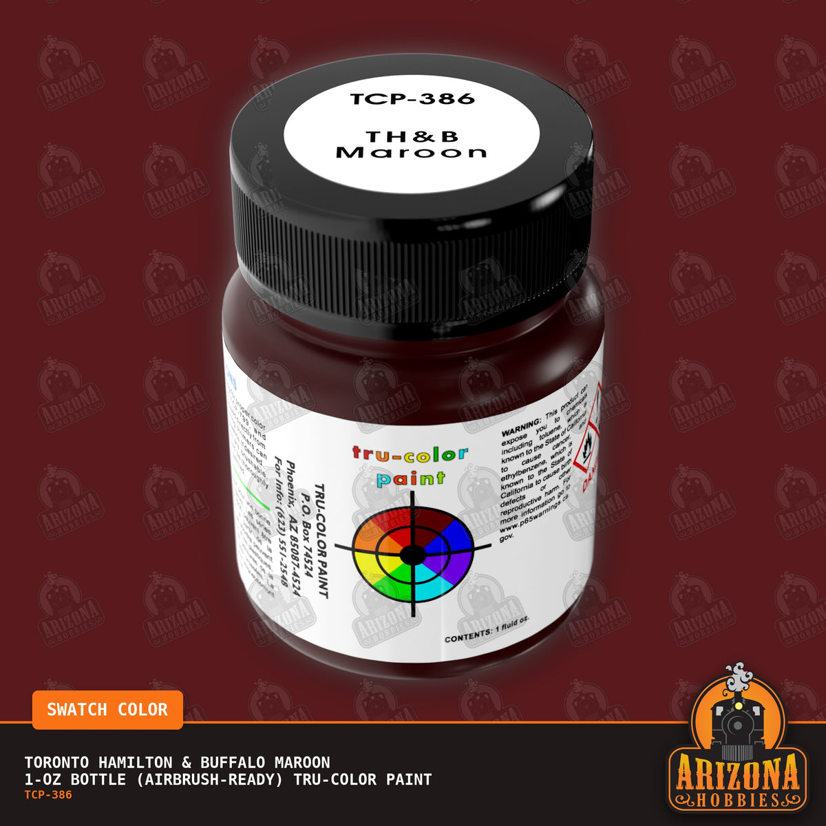 Toronto Hamilton & Buffalo MAROON 1-oz bottle (Air-brush) Tru-Color Paint-with color swatch-Arizona Hobbies