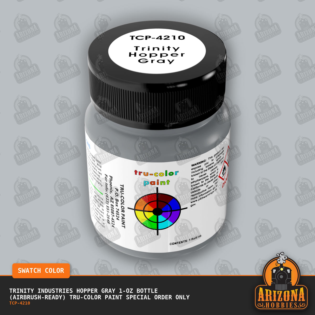 Trinity Industries HOPPER GRAY 1-oz bottle (Air-brush) Tru-Color Paint SPECIAL ORDER ONLY-with color swatch-Arizona Hobbies