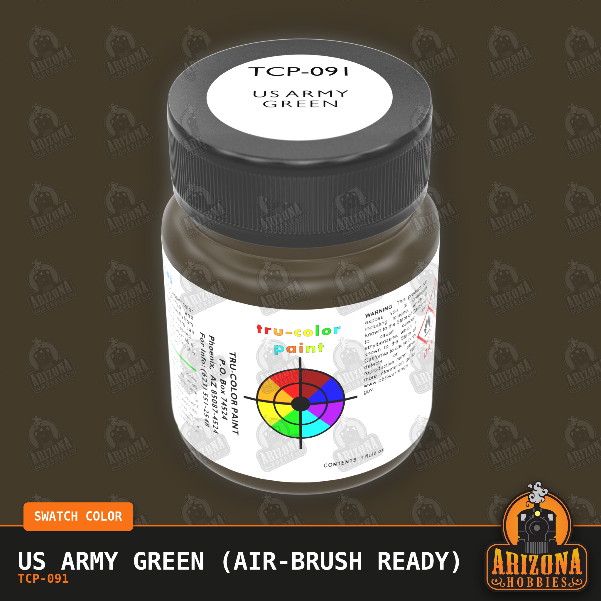 U.S. ARMY GREEN 1-oz bottle (Air-brush) Tru-Color Paint-with color swatch-Arizona Hobbies