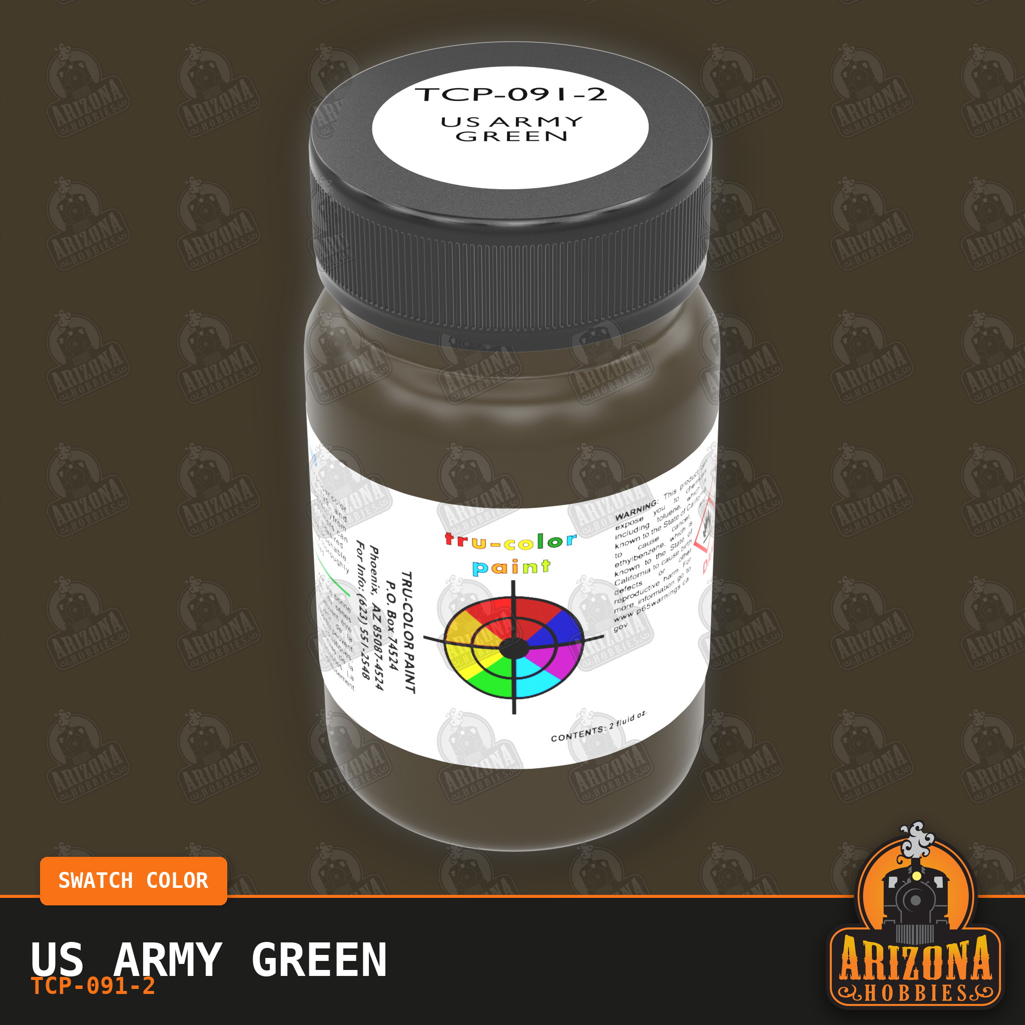 U.S. ARMY GREEN 2-oz bottle (Air-brush) Tru-Color Paint SPECIAL ORDER ONLY-with color swatch-Arizona Hobbies