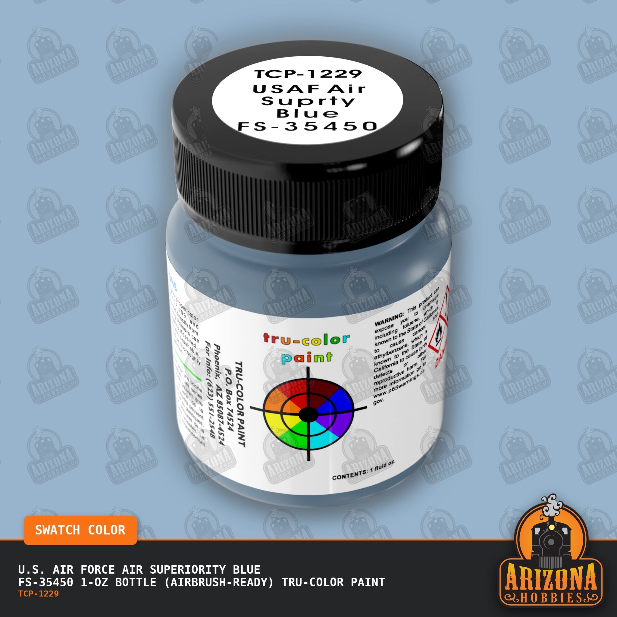 U.S. Air Force AIR SUPERIORITY BLUE FS-35450 1-oz bottle (Air-brush) Tru-Color Paint-with color swatch-Arizona Hobbies