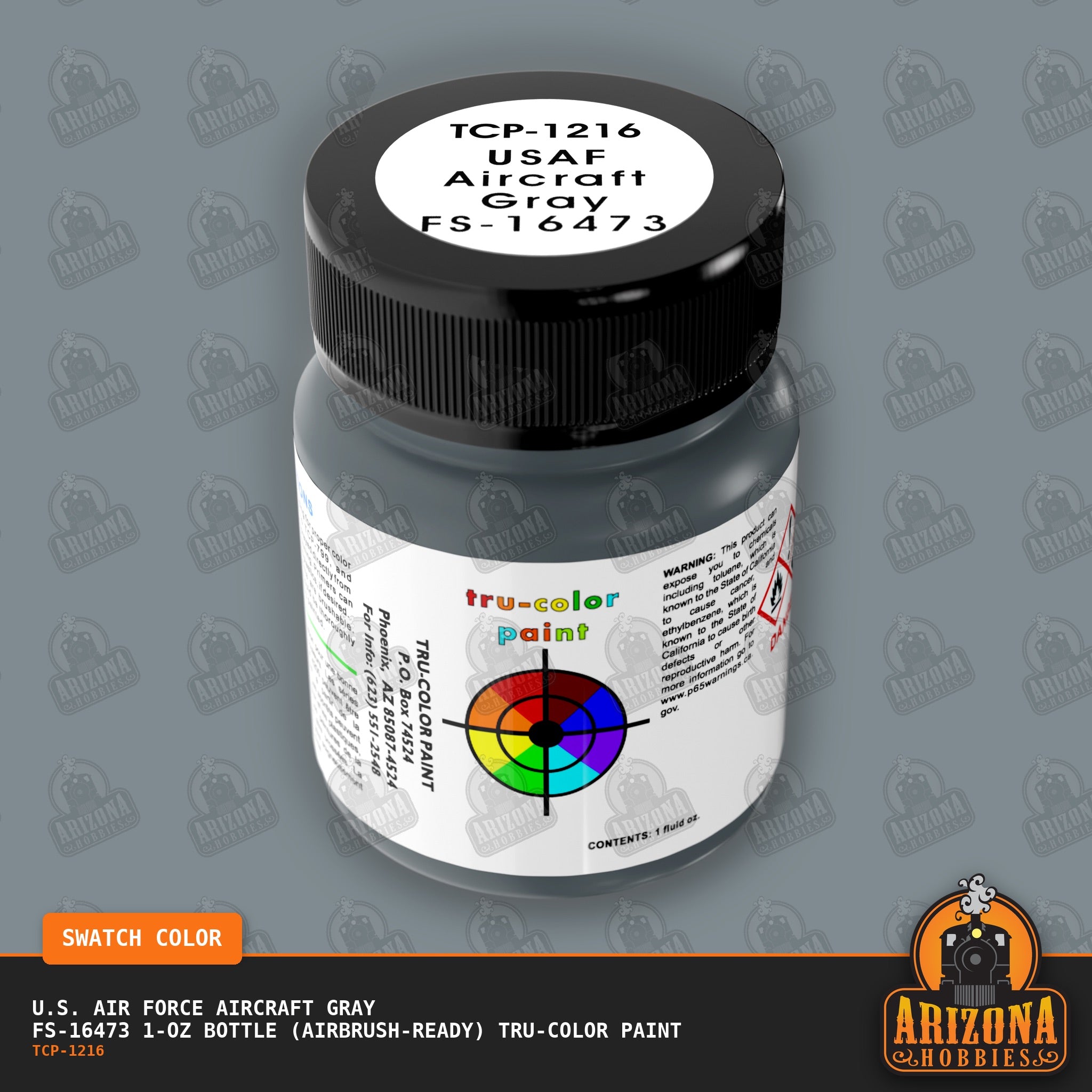 U.S. Air Force AIRCRAFT GRAY FS-16473 1-oz bottle (Air-brush) Tru-Color Paint-with color swatch-Arizona Hobbies